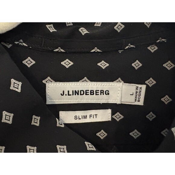 J. Lindeberg Button Down Shirt Slim Fit Men's Large Dani Black Print - Picture 2 of 9